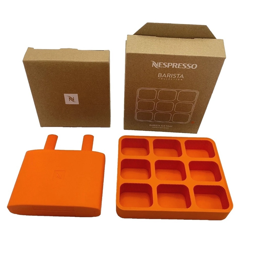 Nespresso Ice Lolly Mould Orange Pantone Limited & Ice Cube Tray Silicone NIB